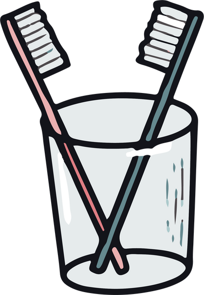 Cartoon Toothbrush in a Glass